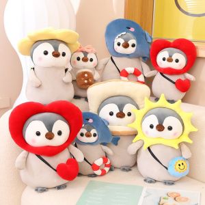 JOJO CASTLE 25/35cm Kawaii Penguin Plush Toys Lovely Penguin Turn To Unicorn Dinosaur Flower Dolls Stuffed Soft Pillow Baby Girls Gift