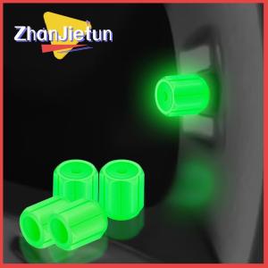 zhanjietun จุกลมยางเรืองแสง4ชิ้นสำหรับอุปกรณ์แต่งทรงดุมล้อรถจักรยานยนต์อุปกรณ์แต่งทรงผมก้านวาล์วในที่มืดอุปกรณ์เสริมฝาครอบกันฝุ่น