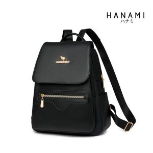 HANAMI Tas Ransel Wanita Kulit Elegan Mini Backpack Simple Korean Hitam TA1122B5 Style Premium