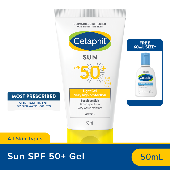 Cetaphil Sun SPF50+ Gel 50ml + Free Gentle Skin Cleanser 60ml | Lazada PH