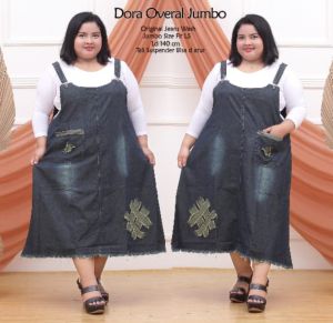 Gauni Overall Jeans Jumbo XXXL LD 130cm Jumpsuit Jeans Big Size Terbaru Baju Kodok Murah