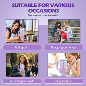 🔥🔥🔥Aofulai 6ชิ้นอุปกรณ์เสริมชุดขวดน้ำฝาครอบรองเท้าตะขอขนาดเล็กกระเป๋าลิปสติกพวงกุญแจเสน่ห์ POM Daisy สำหรับ Stanley Tumbler