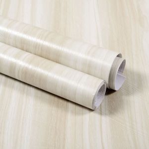 FUNG Oil Proof Moisture-proof Retro TV Background Wall Pasting Self-adhesive Wood Design Easy to Clean Furniture Refurbishment Directly Paved Wallpaper Cabinet Door Sticker Home Decoration Wall Sticker