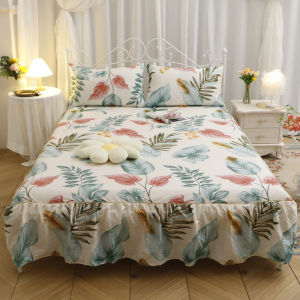 MIRACLE Sprei Sarung Bantal Bed Cover Bedskirt Kualitas Bagus Pola Warna /Rok Kasur/Lembaran Set Tiga Potong rok tempat tidur terbaru