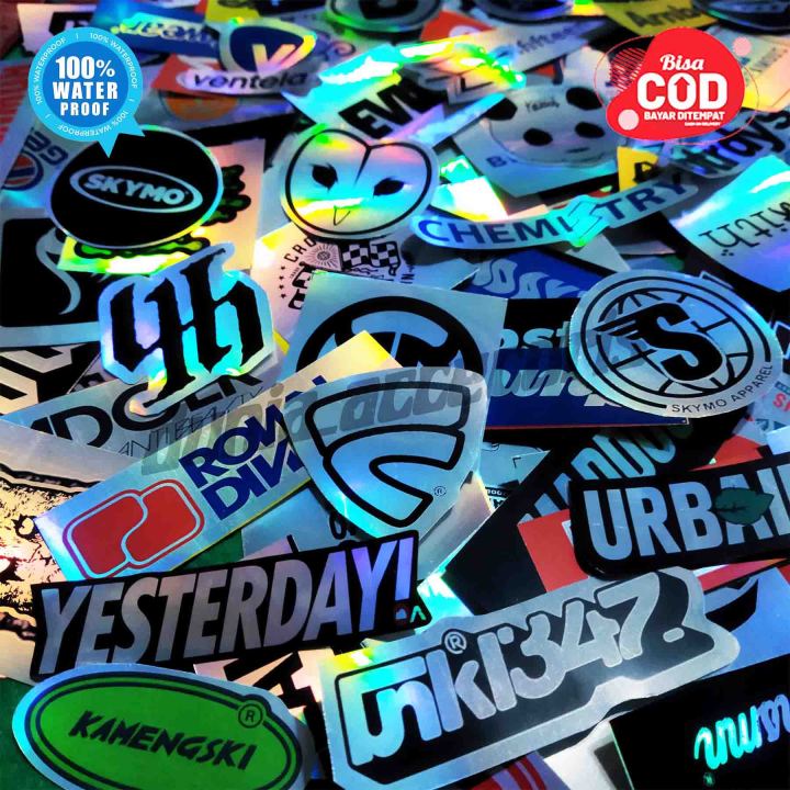 Sticker Distro Hologram Anti Air 25 pcs ( random ) Sticker Hologram Brand Distro Lokal indonesia TERMURAH