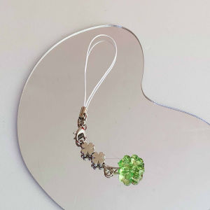 godessing Handmade Beaded Phone Chain Four Leaf Clovers Cellphone Charm Colorful Keyring CCD Decorative Pendant Cellphone Charm Accessory