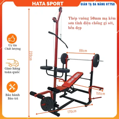 Giàn tập tạ đa năng HT750 LOẠI LỚN tập gym tại nhà (chưa gồm tạ và đòn) (freesip @ 39.404..2721)