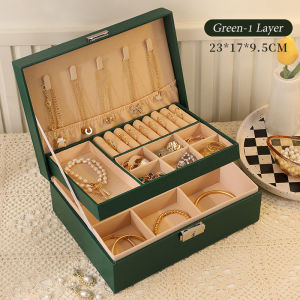 JOVNO Elegant Jewelry Box With Lock Large Necklace Jewelry Organizer Multifunction PU Leather Box