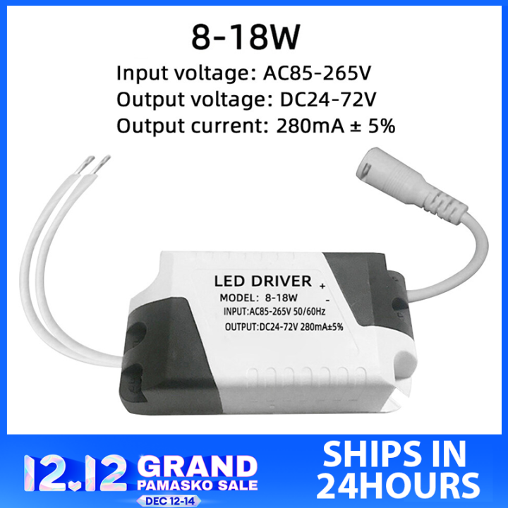 18-24W 280mA LED Drver AC 100-240V Output 54-72V DC Male Connector
