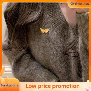 ✨QK shop✨ 1Pcs Women Elegant Vintage Art Pin Gold Plated Alloy Butterfly Brooch Minimalist Fashion Ladies Jewelry Decor Badge For Dress Suit
