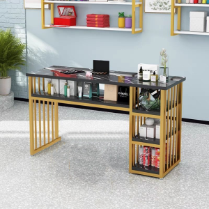 พร้อมส่ง รุ่นใหม่ โต็ะทำเล็บ สวยงาม ราคาพิเศษมีเก้าอีขายด้วย ประกอบง่าย โต็ะทำเล็บหินอ่อนเลียนแบบ ขนาดยาว120CM