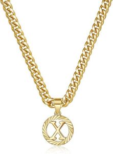 AE Hollow Design 26 European and American style gold letters simple collarbone chain for women Cuban chain for men holiday gift
