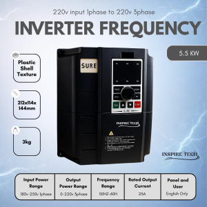 Inverter SURE 5.5KW 220V Single Phase Input to 220v 3phase Output Speed Controller Variabel Frekuensi