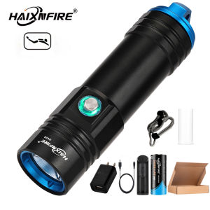 HaixnFire DV28 Scuba Diving Flashlight Waterproof Light Rechargeable Camping Torch