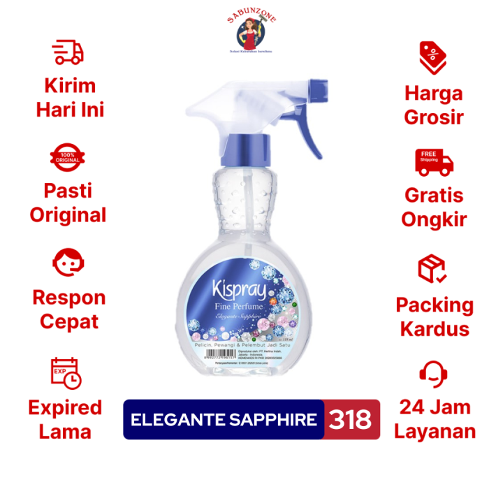 Pelicin Pewangi & Pelembut Pakaian Kispray Saphire Botol 318 ml