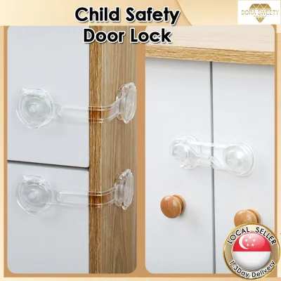 🇸🇬5/10 Pcs Baby Safety Door Lock Transparent/Child Safety Lock Children Anti-pinch Safety Lock Catch Fridge Drawer