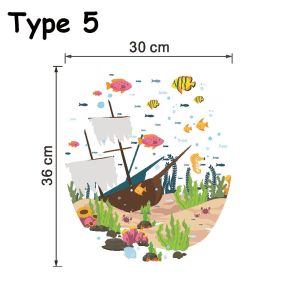 GOODOO Waterproof Commode Ornament Bathroom Mural Art Cartoon Fish Toilet Stickers Sea-lives Decals Underwater World