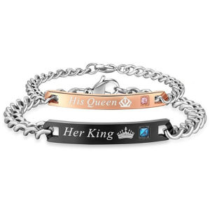 [ILOVEDIY] Fashion Popular Couple Bracelet Bracelet Her King His Queen Love Holiday Valentines Day Gift Chain Jewelry Friends Jewelry