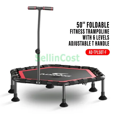 SellinCost FOLDABLE 50 inch Trampoline T Handle Kids and Adults Hexagon Trampoline 120kg Durable Weight Handrail Rebounder Jumping Bed Bouncing Fitness Slimming Anti Stress Bounce Jumper Trampoline Kanak-Kanak 儿童跳床 TPL50T-F 可折叠50英寸蹦床