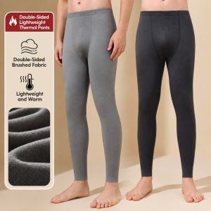 A8626 Polyester Thermal Underwear Solid Color Lightweight Thermal Pants Skin Friendly Long Johns