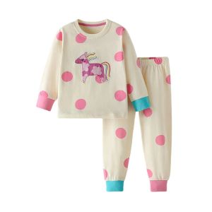 3-8T Horse Applique Pyjamas Home Clothes Childrens Girls Clothing Sets Autumn Spring Toddler Kids Costume Kids Suits Home2026