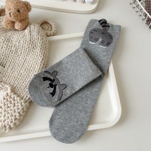 4Pairs Funny Cartoon Mid-Calf Socks Women Trendy Cotton Animal Autumn and Winter Socks Cute Comfortable Soft Breathable Cozy Crew Socks