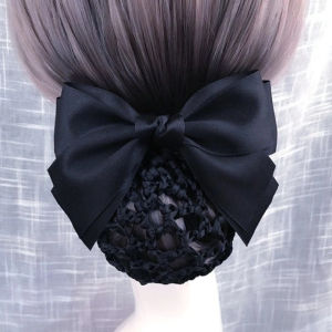 Hair Net Clip Ribbon Korean Version of Women Office Work Nurse Hotel Banking Hair Accessory