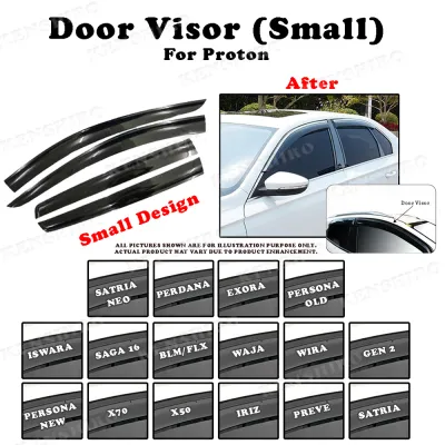 ✨ 4PCS/Set Air Press Window Door Visor Wind Deflector For Proton Satria/Satria Neo/Perdana/Exora/Persona Old/Iswara/Saga New/Blm/Flx/Waja/Wira/Gen 2/Persona New/X 70/X 50/Iriz/Preve/etc Design Small 8cm/Move 10cm/Mugen 9cm 车窗遮阳挡