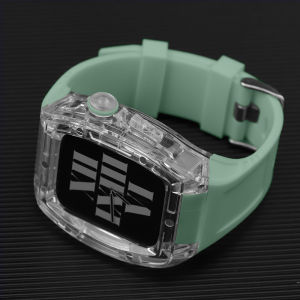 Luxury Transparent Case Modification Kit for Apple Watch Ultra 49mm 45mm 44mm Case Sport Rubber Strap for Iwatch Series 9 8 7 6 SE 5 4