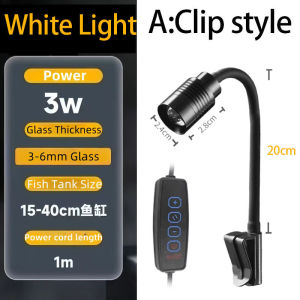 Kebidumei 3 Colors Mini Clip-on Aquarium Lamp Zoomable Adjustable Tank Light Plant Lamp 360 Degree Rotation Waterproof LED Aquarium with Timer Living Room Decoration Accessories