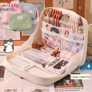 Totsworld Tempat Pensil Kreatif Canvas Kapasitas Besar 4 warna Multifungsi