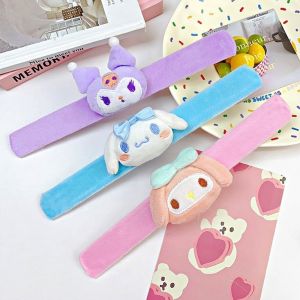 Cute Cinnamoroll Slap Bracelet Cartoon Soft Plush Snap Bracelet Wrist Decoration Sanrio Kuromi My Melody Slap Band Clap Circle Bracelet Kids Gift