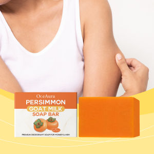 OceAura Persimmon Goat Milk Soap Bar 100G — Helps Remove Body Odor Shea Butter and Coconut Oil Formula Helps Nourish Dry Skin Maintains Smoothness For All Skin Types Rich Foam Easy Rinse For Daily Use Body Care Moisturizing Soap