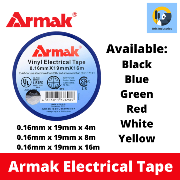 Armak Original Electrical Tape Black Blue Green Red White Yellow 4, 8 ...