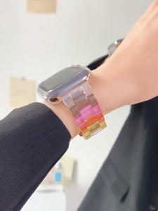 Newest Strap compatible with Apple Watch Strap Transparent Band bracelet With Metal Stainless Steel Buckle apple watch ultra 2 series 9 8 7 6 5 3 se2 iWatch Band 49mm 41mm 45mm 38mm 40mm 42mm 44mm accessories