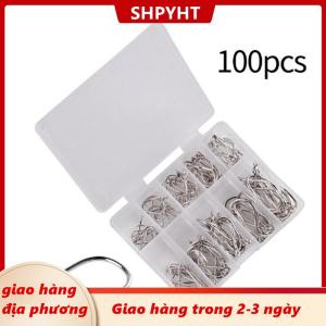 [COD] SHPYHT Giao hàng địa phương 100 cái hộp câu cá móc thép carbon vòng tròn duy nhất fishhook câu cá Phụ Kiện