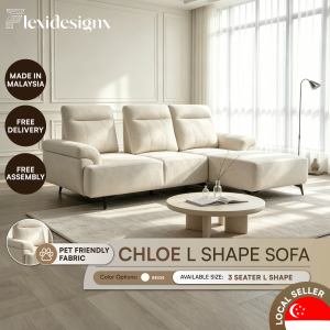 Flexidesignx CHLOE L Shape Sofa 3 Seater Push Back Easy Clean Pet Friendly Sofa