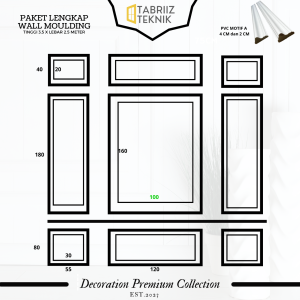 Paket List Wall Moulding Lebar  3 x Tinggi 3.5 Meter Bahan PVC Motif A Warna Putih  Langsung Pasang
