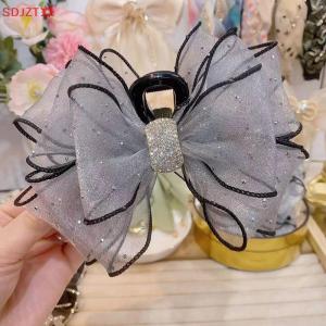 🚚【Local Express Delivery】🚚 Korean Style Mesh Bow Rhinestone Hair Claw Vintage Elegant Hair Clamp Hairpin Shark Clips For Women Fashion Hair Accessories