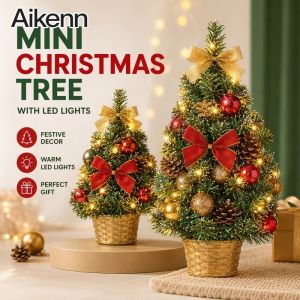 Mini Christmas Tree Pre Lit Led Tabletop Decor Diy Ornament Home Party Xmas Gift For Bed Office Decor