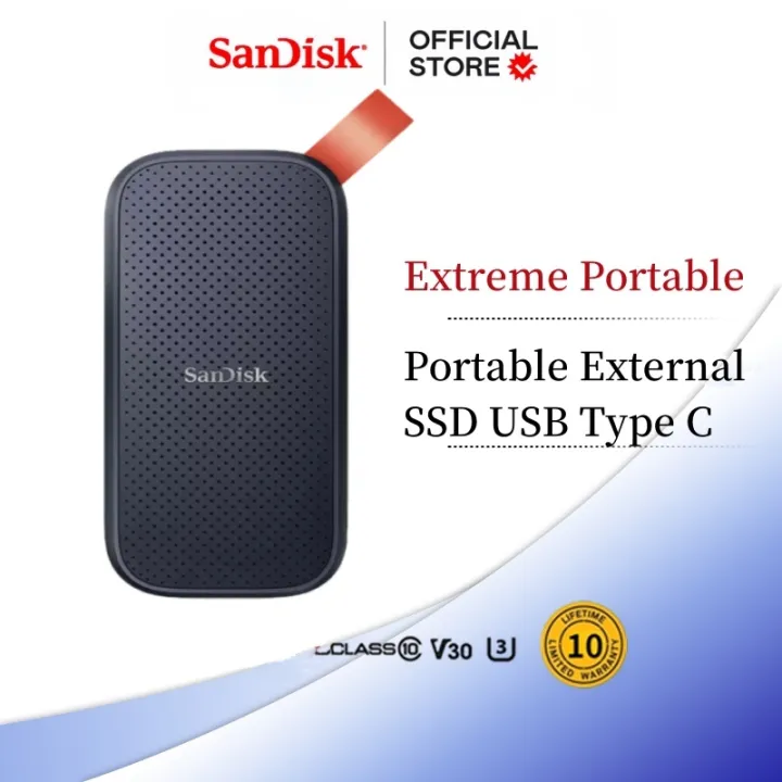 SanDisk Portable SSD 480GB I 1TB I 2TB portable external SSD-up to 520MB/s USB-C USB 3.1-E30-Warranty