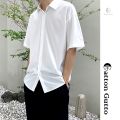 🔥Hatton Gutto Ready Stock🔥COD Men Casual Shirt Half Sleeve V Neck Buttons Up Loose Korean Men Style Fashion Shirts Plain Simple Basic Pure Color Shirt Men's Solid  Shirts Summer tops 衬衫男 上衣 男装 Men's Clothing. 