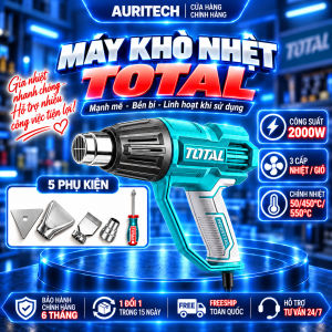 Máy khò nhiệt cầm tay TOTAL TB20078 2000W 50-550°C Máy khò màng co dán decal máy thổi hơi nóng