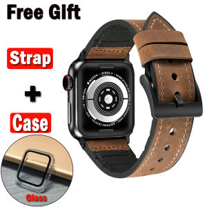 Dây đeo silicon + da cho Apple watch 10 Ultra 2 dây đeo 49mm 46mm cho iwatch series Ultra 10 9 8 7 SE2 6 5 4 45mm 41mm 44mm 40mm 42 38mm Dây đeo+Vỏ