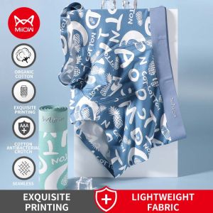 MiiOW 3Pcs พิมพ์สัตว์เซ็กซี่ผู้ชายกางเกงนักมวยกางเกงขาสั้นผ้าฝ้ายอินทรีย์นุ่ม Trunk Man ชุดชั้นในนักมวยชายกางเกง Boxershorts M1300