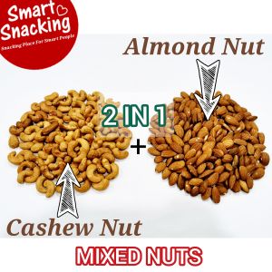 2 in 1 Roasted Mix Nuts - Kekacang Campuran Diet - Kacang Campuran Mix Nut - Mix Nuts - Mixed Nuts - Mix Nuts Healthy Snacks - Kacang Gajus - Kacang Almond - Roasted Cashew - Almond - Smart Snacking Market