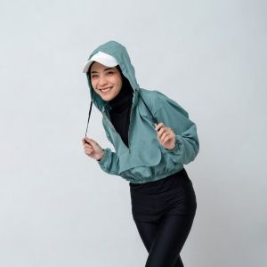 Jaket Parasut Olahraga Crop Sauna Suit Jogging Lari Bersepeda Despo Gym Fitnes Senam Wanita