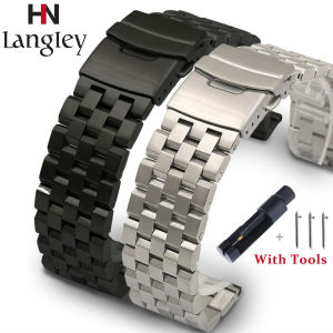 zhangeer 26mm 24mm 22mm 20mm 18mm Quick Release Watch Band Premium Solid Stainless Steel Watch Bracelet Straps Compatible With Gear S3 Men Women Black/Silver Double Safety Buckle WristBand