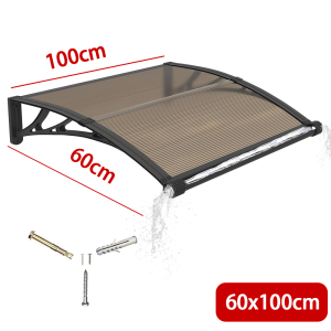 Door Awning Canopy Outdoor Waterproof Polycarbonate Canopy with Drainage System Rain Cover for Front Door Window