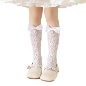 Ngọt ngào Bowknot tất ống dài trung bình thoải mái rỗng chất đống vớ màu trơn trong vớ ống cho các trường học và lễ hội